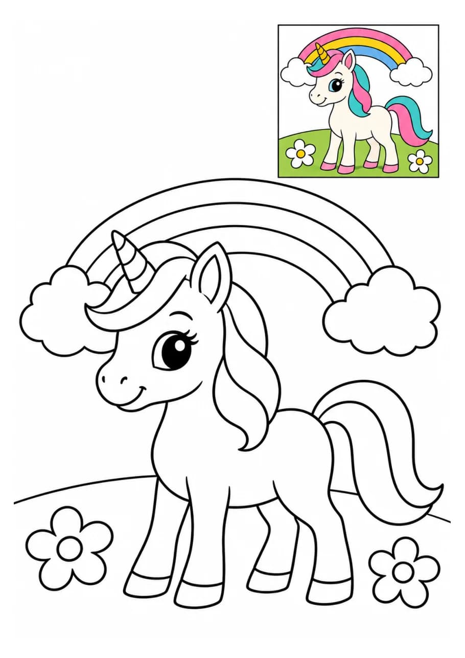 Cute Unicorn (Easy) coloring page
