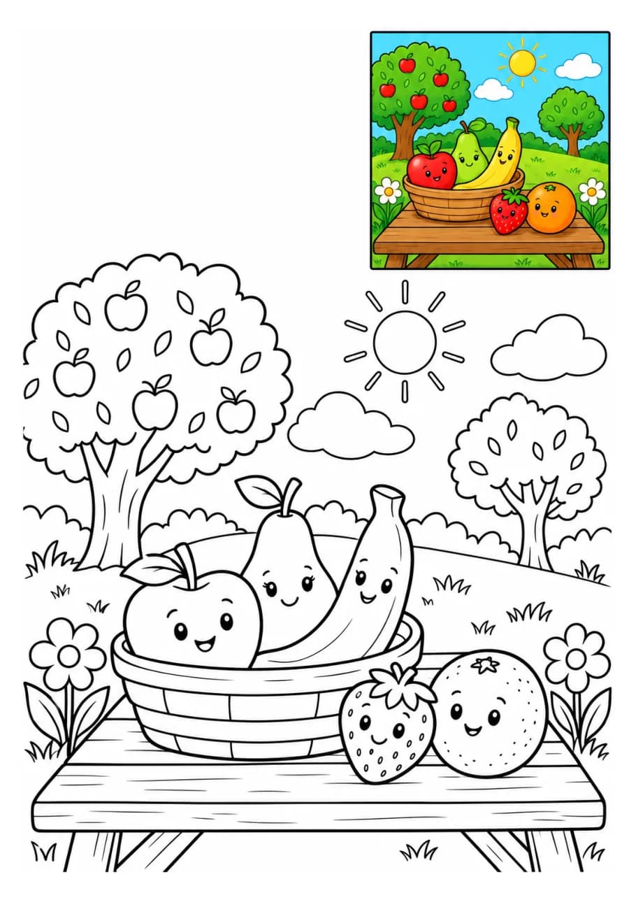 Happy Fruits coloring page