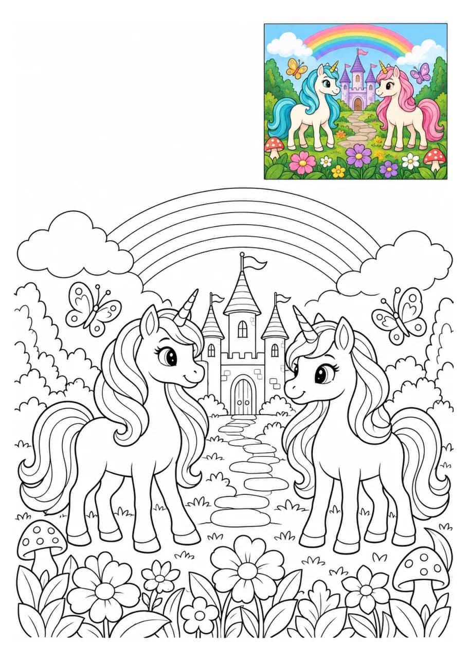 Two Unicorns coloring page
