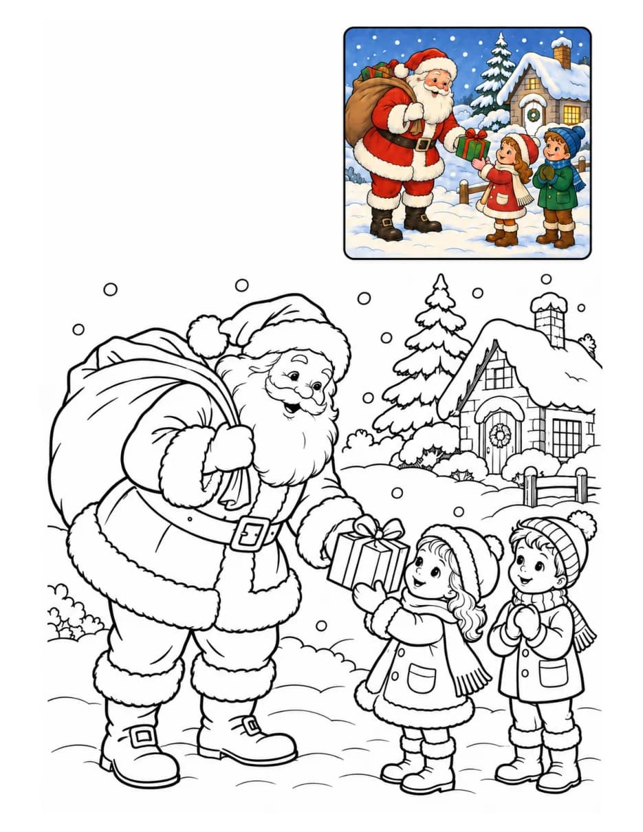 Vintage Santa coloring page