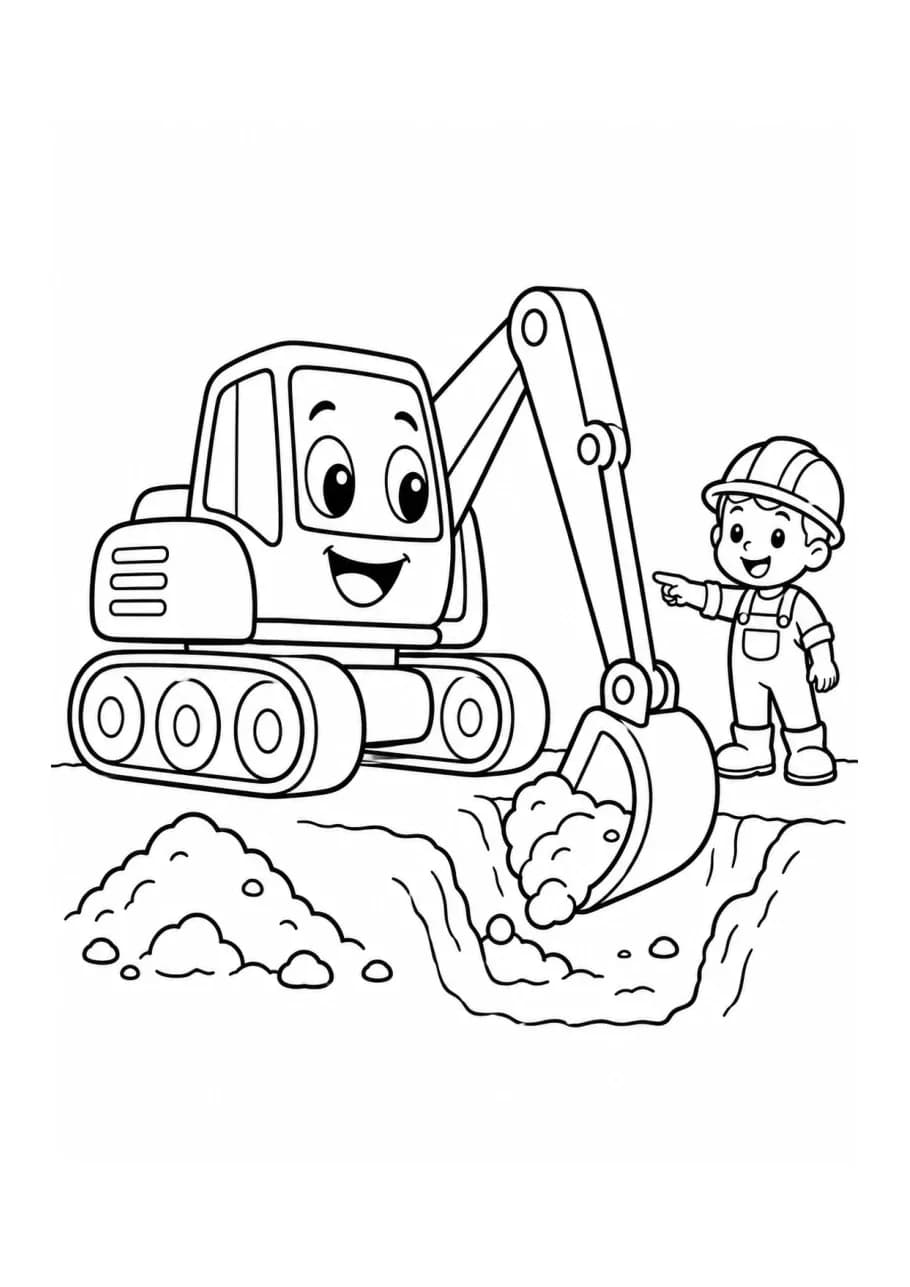 Coperta: Planșă de colorat: Excavatorul vesel